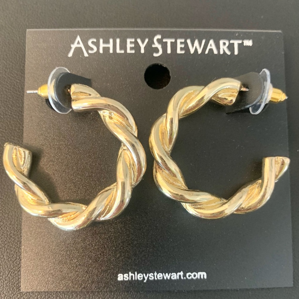 Ashley Stewart Chunky Twisted Hoop Earrings